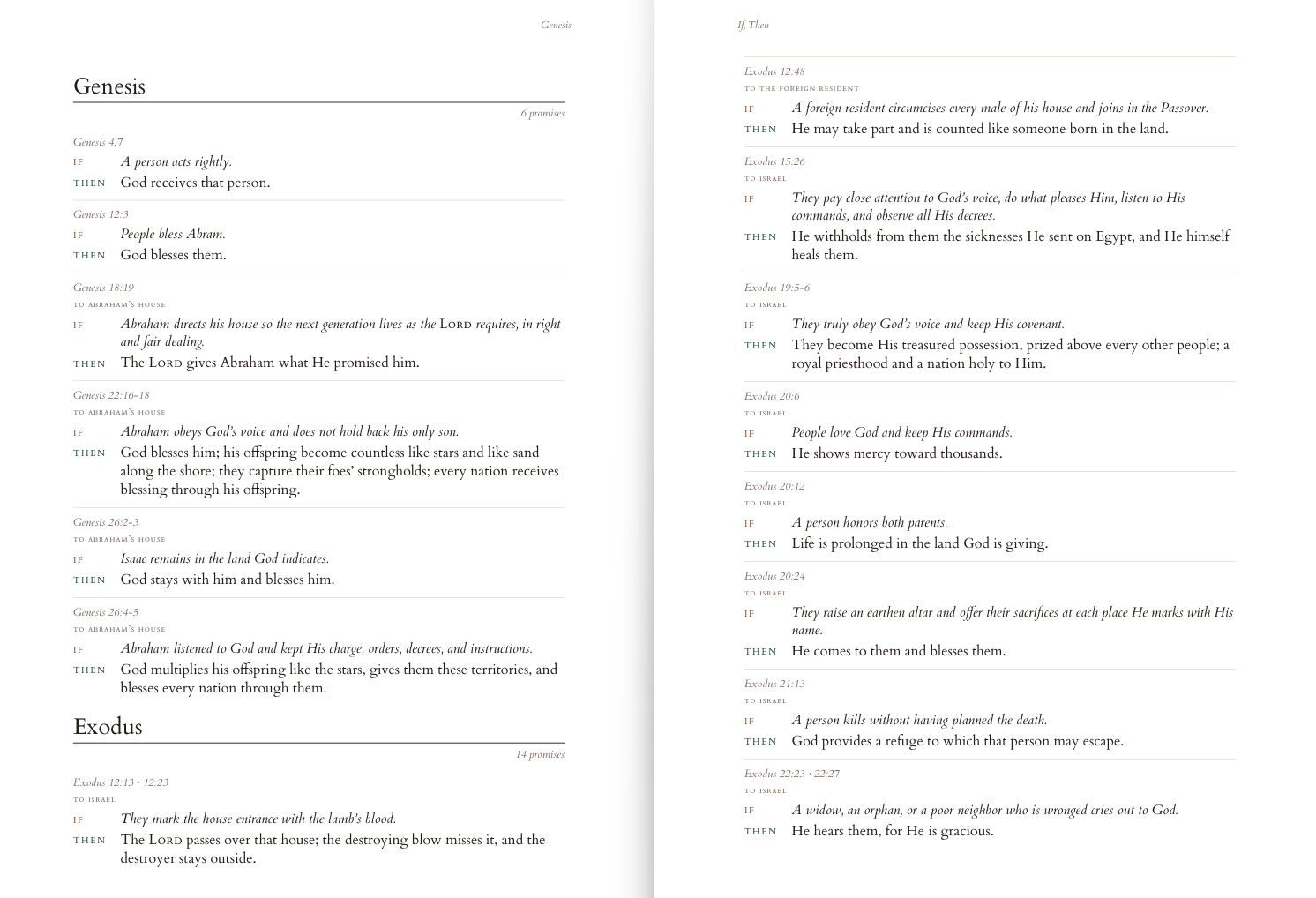 Genesis and Exodus: twenty conditional promises, laid out in If and Then