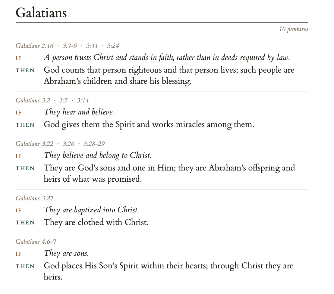 Galatians: ten promises, one If and one Then gathering four verses