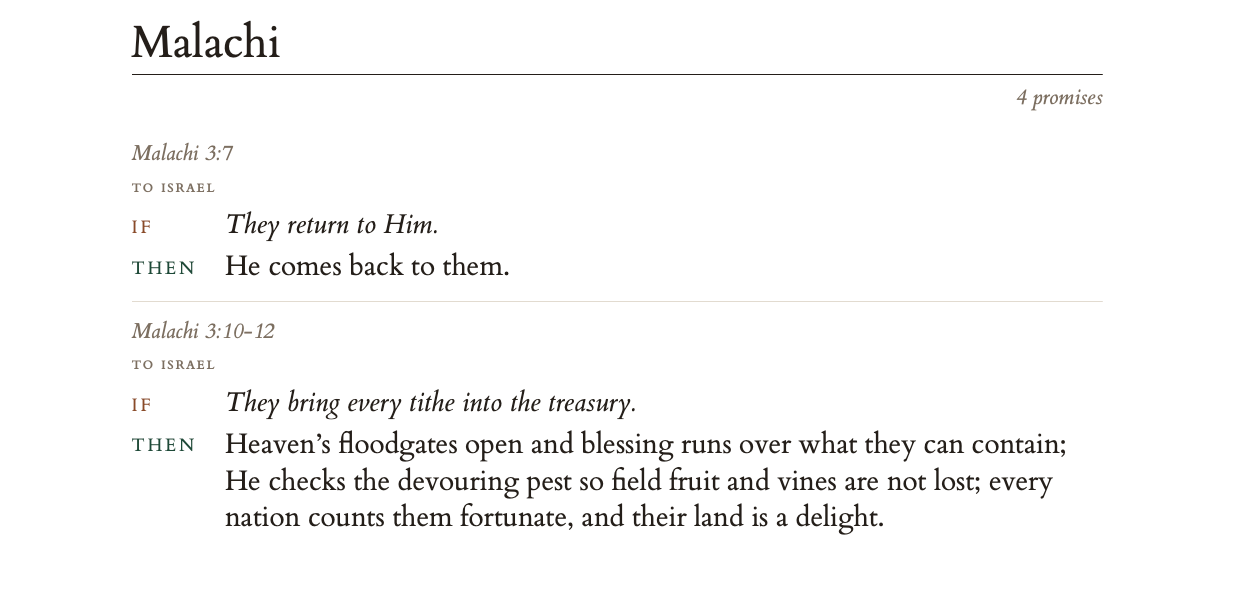 Malachi: four promises, each one marked TO ISRAEL